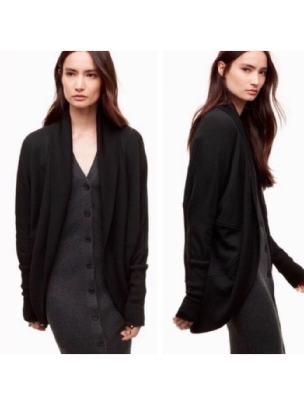 Aritzia Wilfred Black Diderot Cocoon Cardigan Sweater, Size XXS